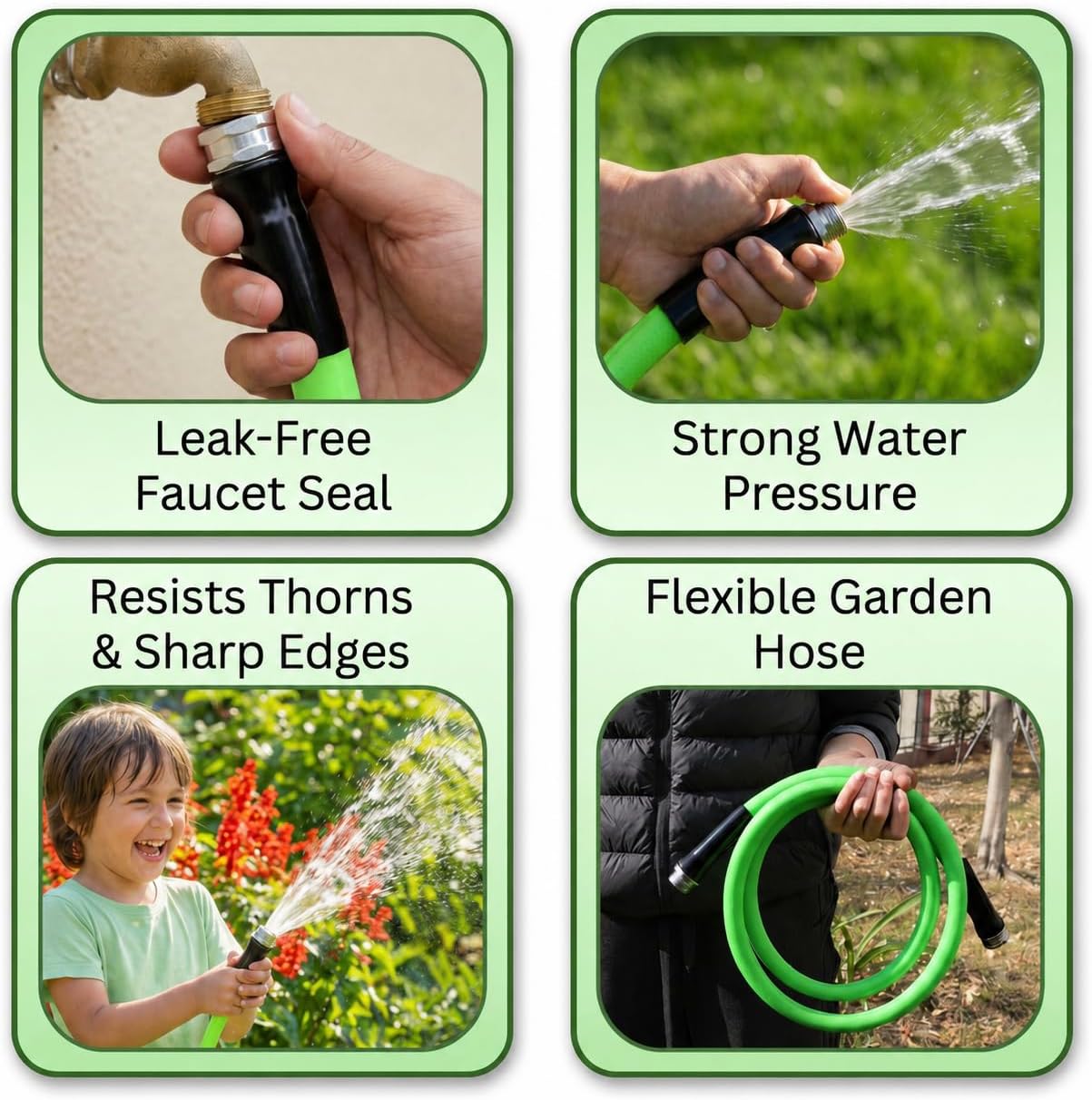 UNCO- Hybrid Polymer Leader Garden Hose, 5/8" ID x 6 FT, 3/4" Fittings