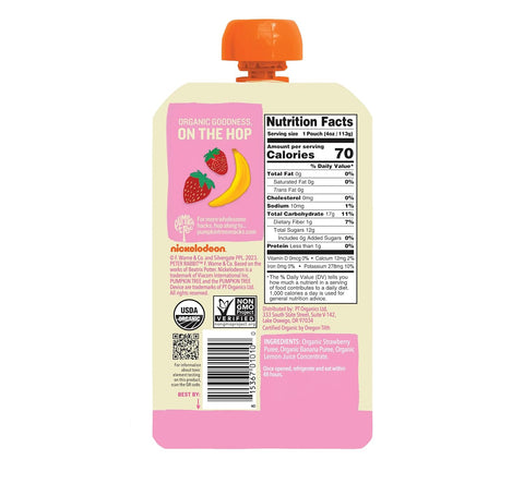 Pumpkin Tree Peter Rabbit Organics Strawberry and Banana Pure Fruit Snack, 4 Ounce (Pack of 10)