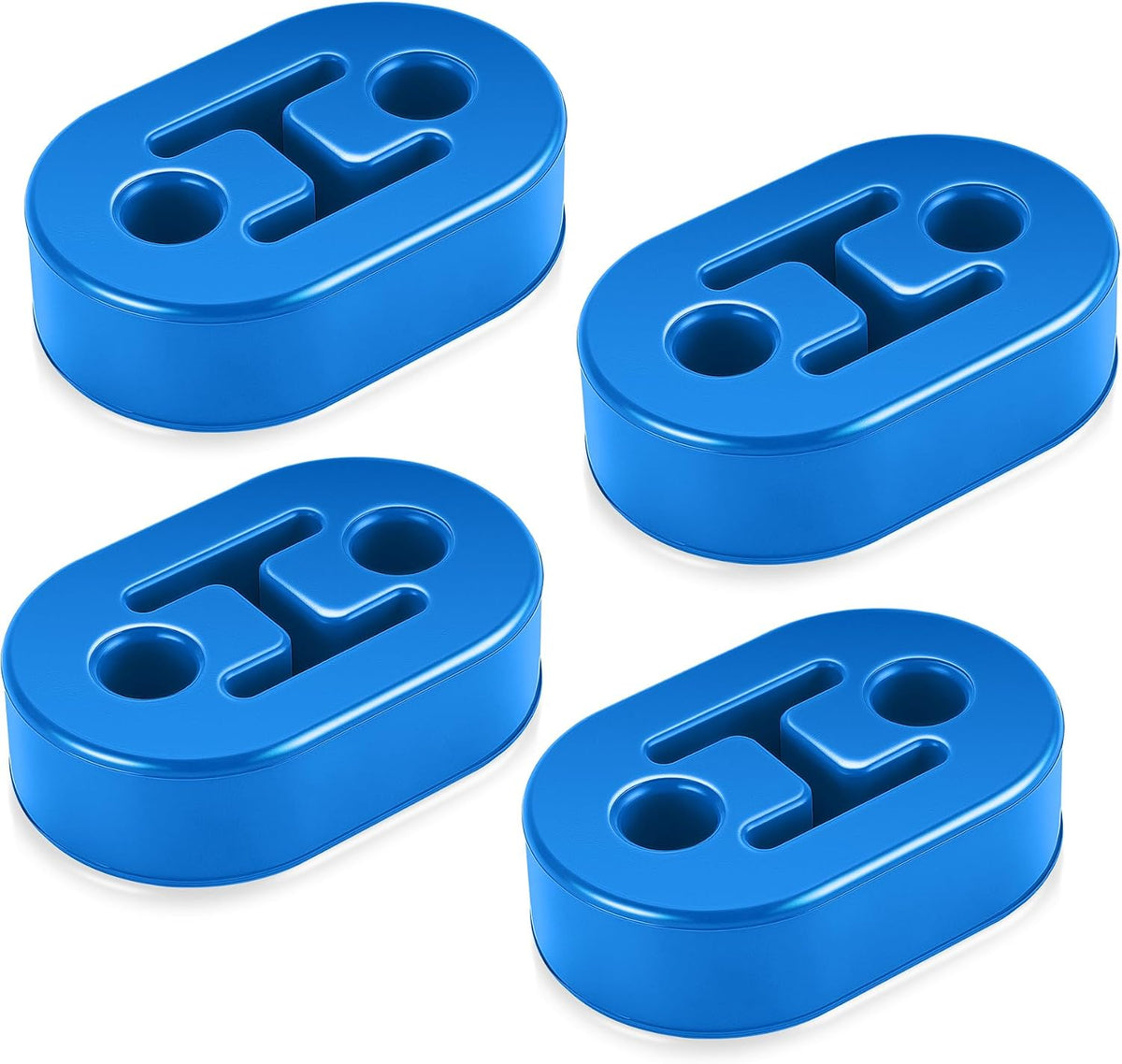SINGARO Rubber Exhaust Hanger, Muffler Exhaust System, Heavy Insulator Support Bushing Installation, 2 Holes 0.47 Inch, High-Density Tailpipe Damping Hanger (4PCS Blue)