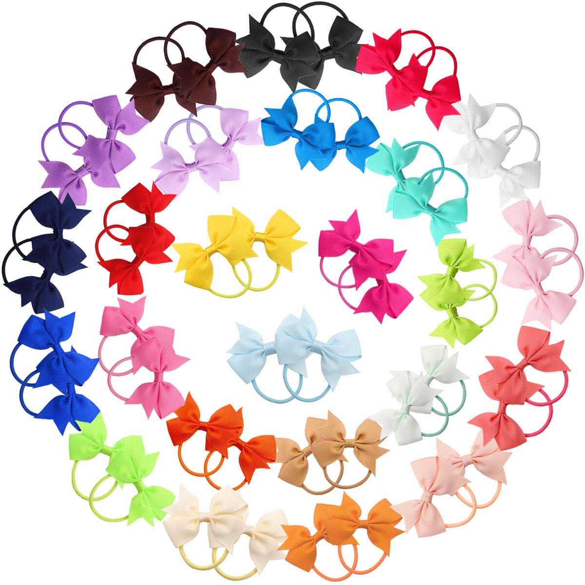 CÉLLOT Baby Hair Ties with Bows,50pc 2 inch Baby Hair Bow Ponytail Holders