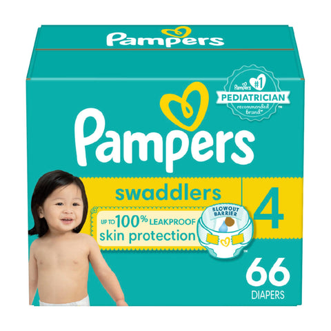 Pampers Swaddlers Diapers - Size 4, 66 Count, Ultra Soft Disposable Baby Diapers