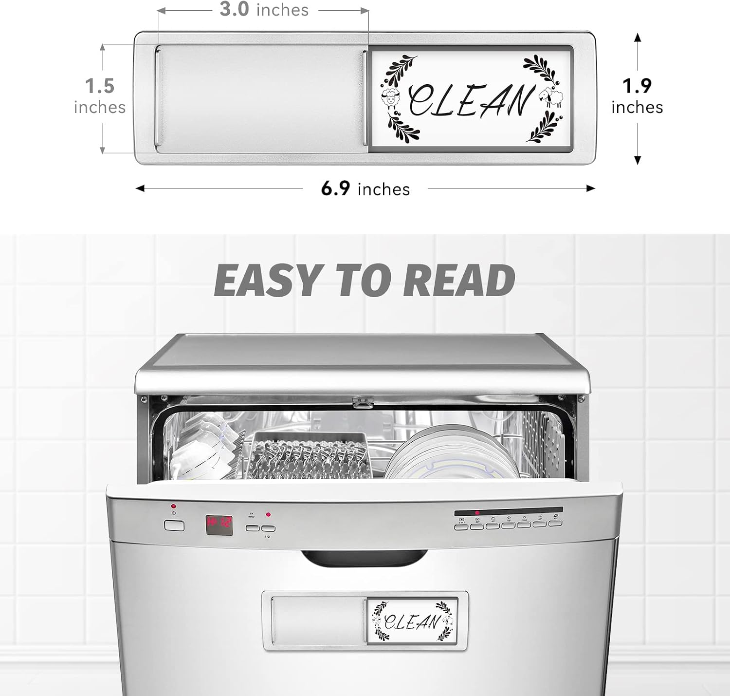 Dishwasher Magnet Clean Dirty Sign Shutter Only Changes When You Push It Non-Scratching Strong Magnet or Adhesive Options Indicator Tells Whether Dishes are Clean or Dirty (Deepblue)
