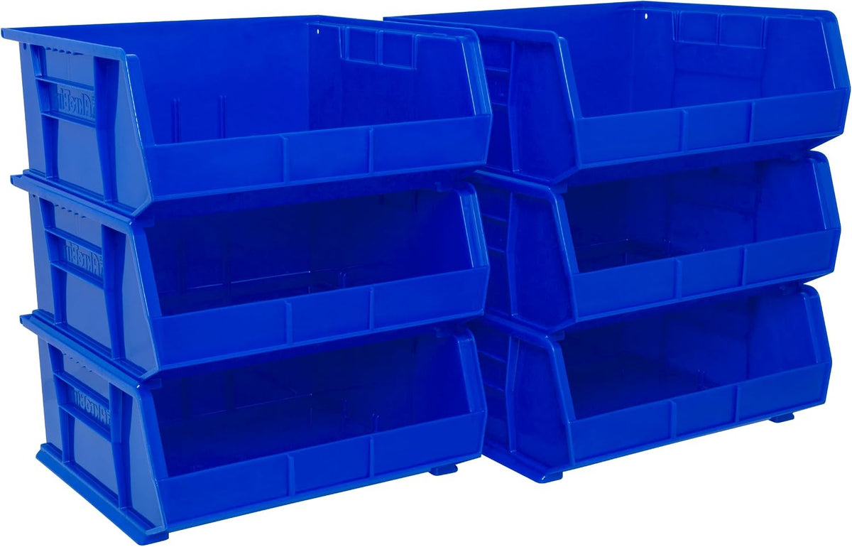 Akro-Mils 6 Pack AkroBins Plastic Storage Bins, Space-Saving Organizers, Blue