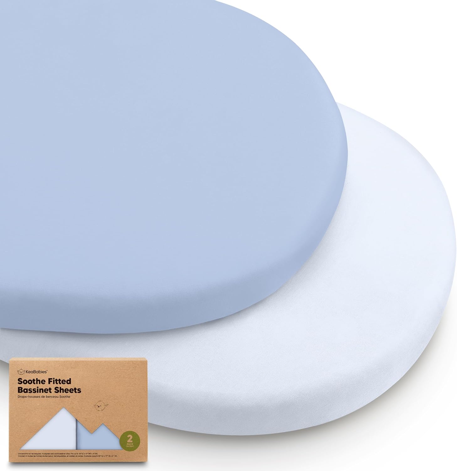 2pk Organic Baby Bassinet Sheets Boys, Girls, Fitted Sheet (Blue Flax)
