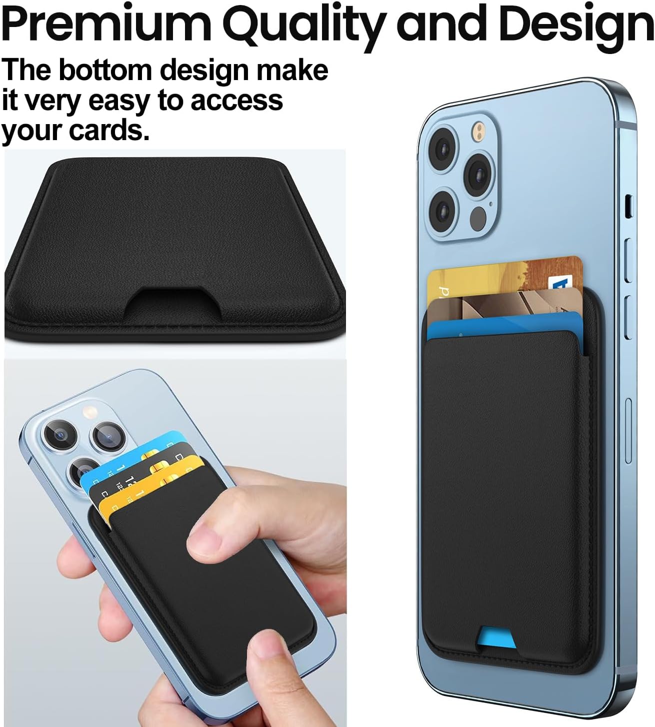 iLodn Magnetic Wallet Compatible with MagSafe for iPhone 17 16 15 14 13 12 Pro Max Air Plus Model, Mag 3 Safe Card Holder Stick on Accessories for Cell Phone & Case, Aureate