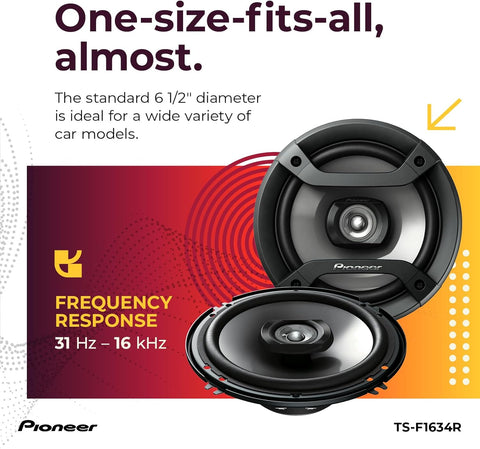 Pioneer F-Series TS-F1634R 6.5" 2-Way Coaxial Car Speakers 200W Max