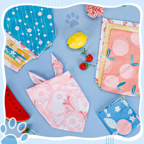 50 Pack Dog Bandanas Bulk Summer Spring Flower Dog Bandanas Pet Costume Dog Outfit Holiday Washable Scarf Pets Triangle Head Scarfs Bandanas Puppy Floral Dog Bibs for Girl and Boy (Multicolor)
