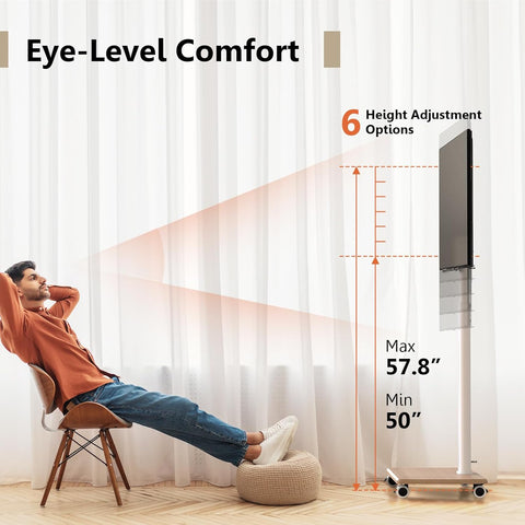 FITUEYES Rolling TV Stand for 32-75 Inch TVs with Height Adjustable, White