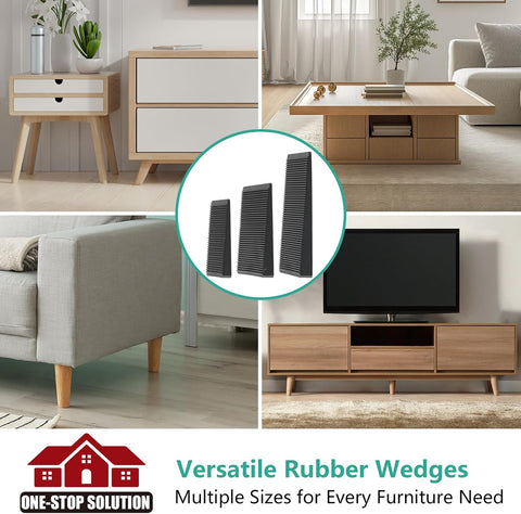 Furniture Leveler 12pcs Kit Size Variety | Multi-Purpose Rubber Shim for Leveling Feet Stable | Anti-Wobble Pad for Uneven Table, Dresser Leg, Toliet and More Furniture | Prevent from Wobbling