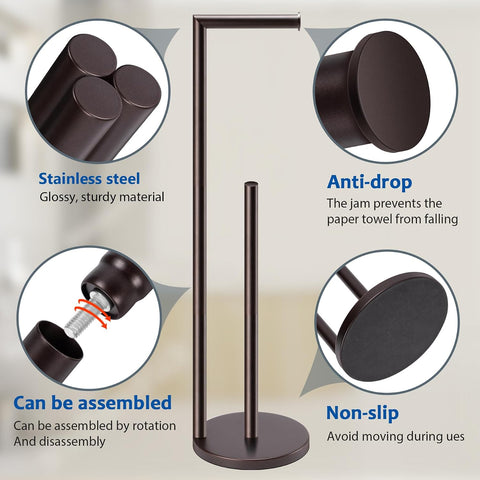 Toilet Paper Holder Stand, Bathroom Free Standing with Storage, Bronze