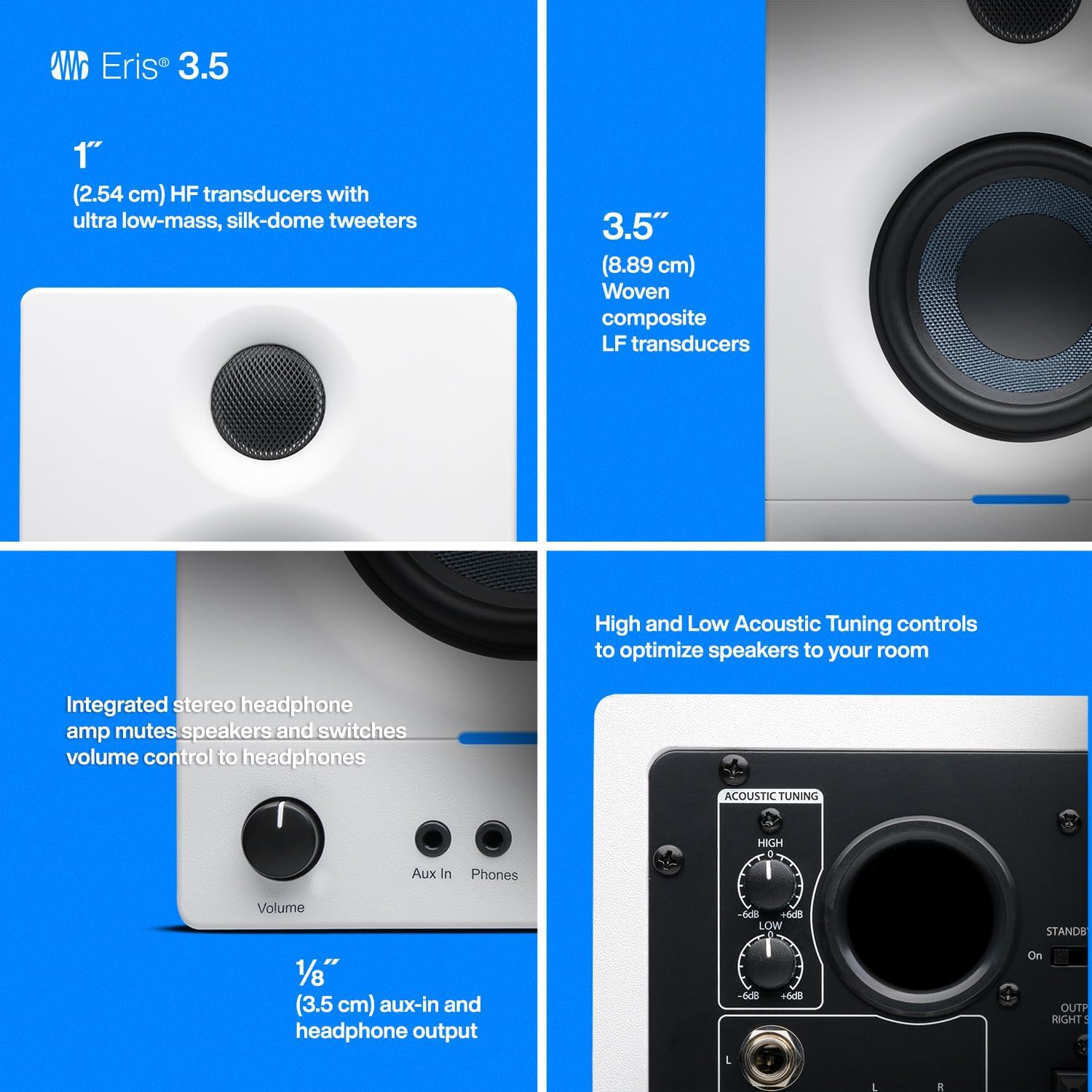 PreSonus Eris 3.5 Powered Studio Monitors, Pair