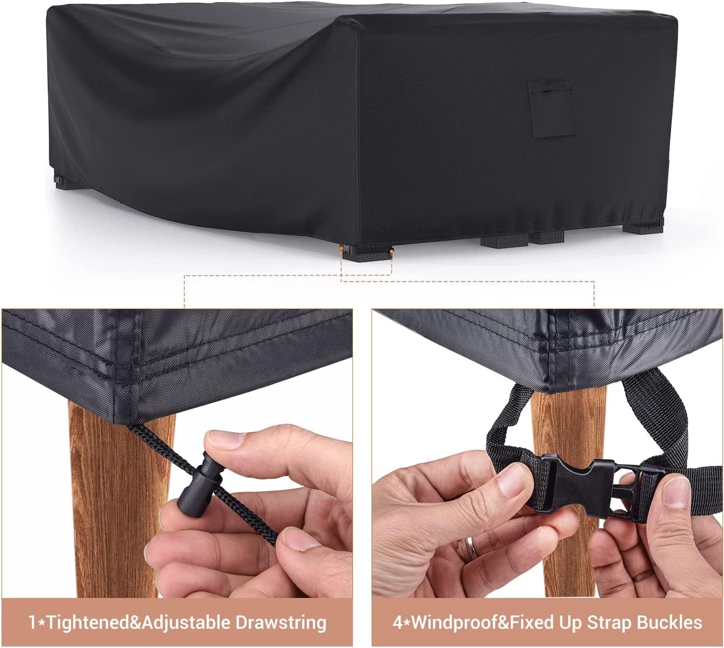 Mrrihand Outdoor Patio Furniture Covers Waterproof 102"Lx74"Wx28"H Black