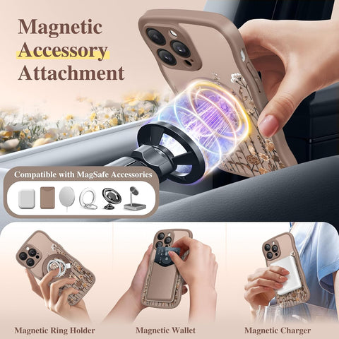 GVIEWIN for iPhone 14 Pro Case Compatible with MagSafe Curly Wave Edge