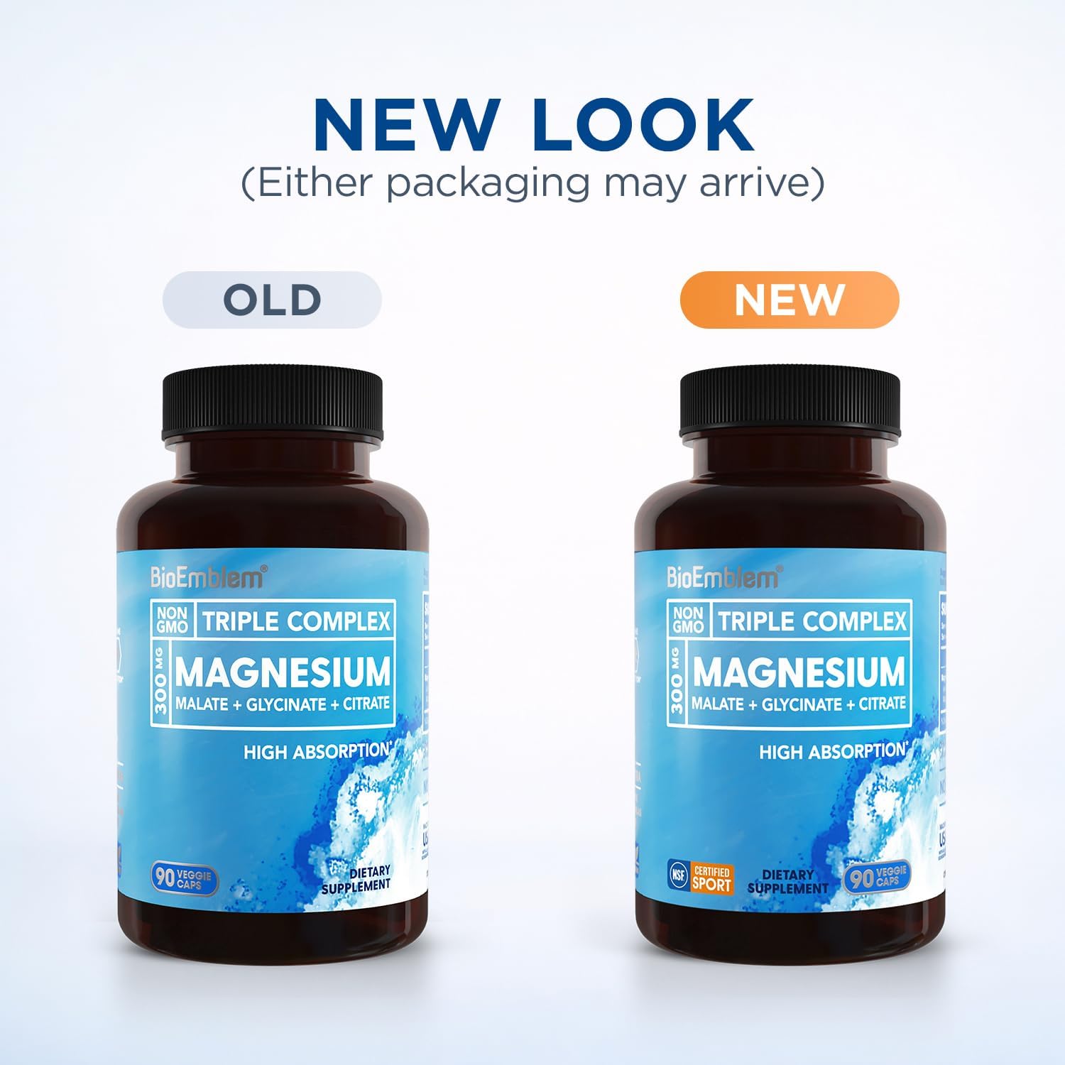 BioEmblem Magnesium Glycinate Complex, 300mg Per Serving, 90 Capsules