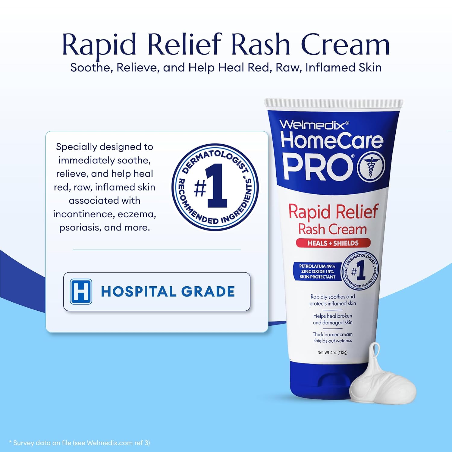 Welmedix Adult Diaper Rash Cream - Maximum Strength Zinc Oxide Cream