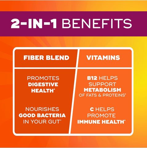 Metamucil Fiber Gummies for Adults with Vitamins C, D, B12 for Metabolism, No Sugar Added Citrus Berry Flavor, 5g Plant Based Prebiotic Fiber Supplement Blend, 120 Count