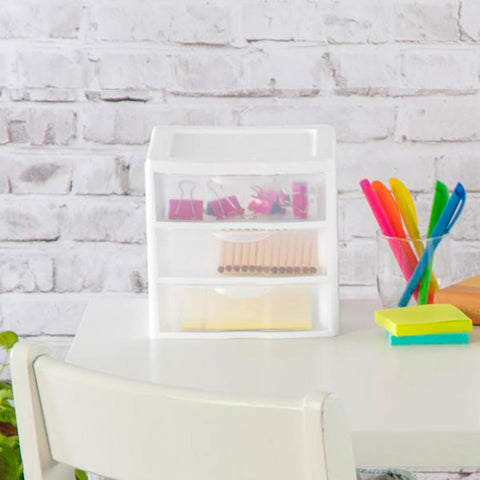 Sterilite Clearview 3-Drawer Cart Small Plastic Storage Organizer, 12-Pack