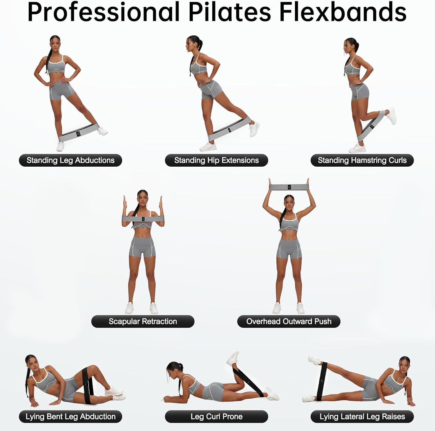Renoj Resistance Bands for Working Out: 3-Set Professional Exercise Bands for Pilates, Yoga, Home Gym, Booty, Leg Training | Heavy/Medium/Light Fabric Loops for Women Men