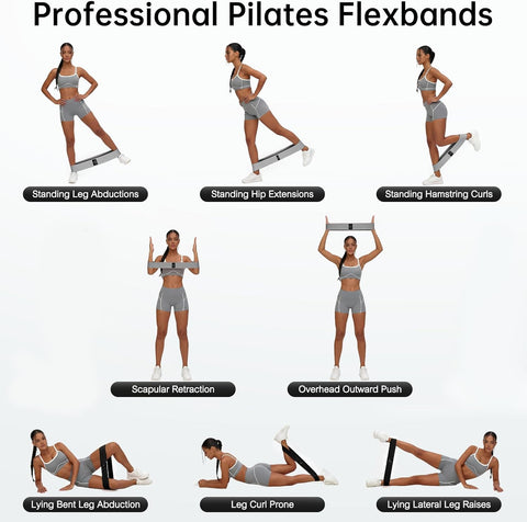 Renoj Resistance Bands for Working Out: 3-Set Professional Exercise Bands for Pilates, Yoga, Home Gym, Booty, Leg Training | Heavy/Medium/Light Fabric Loops for Women Men