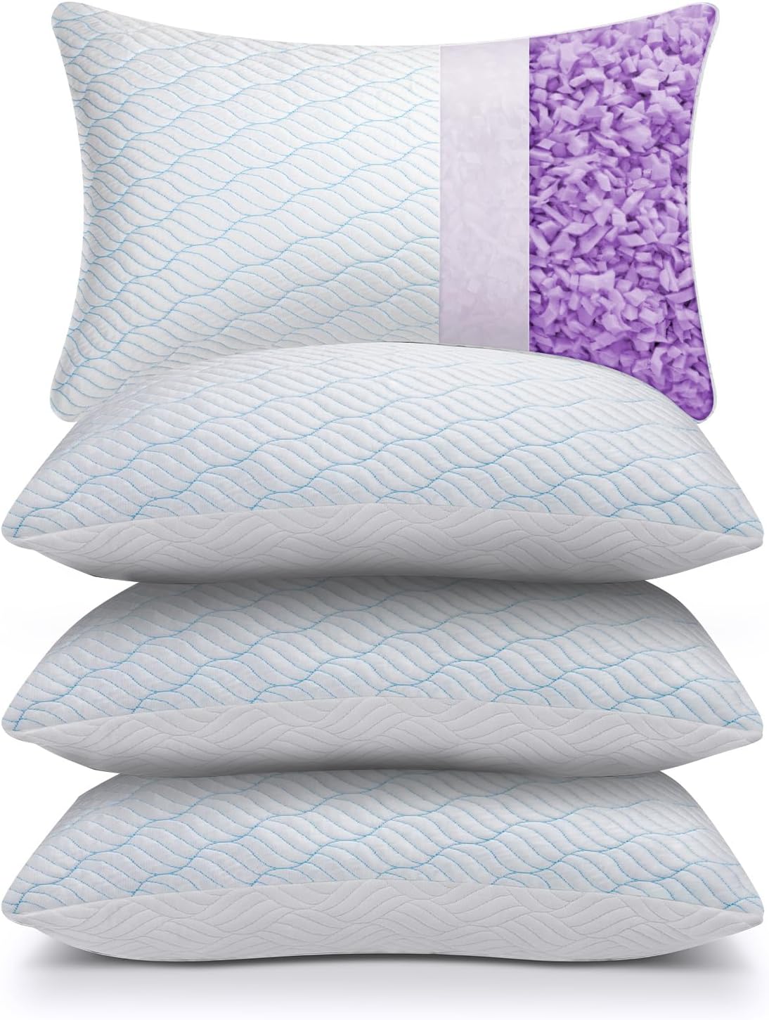 WISHSMILE Cooling Shredded Memory Foam Pillows King Size 4 Pack