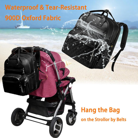Astro alan Diaper Bag with Changing Station, Waterproof 3 in 1 Diaper Backpack with Foldable Changing Pad, Large Travel Backpack for Mom & Dad, Shower Gift for Baby Girl & Boy, Black