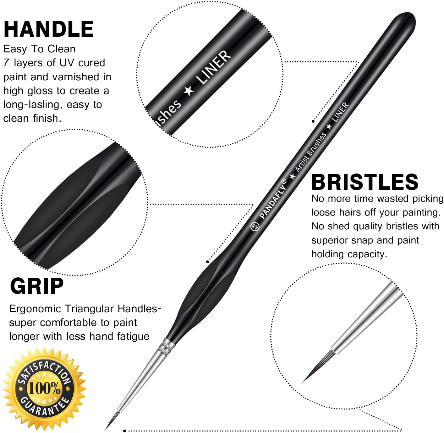 PANDAFLY Miniature Paint Brushes Drybrush Set, 12 Sizes