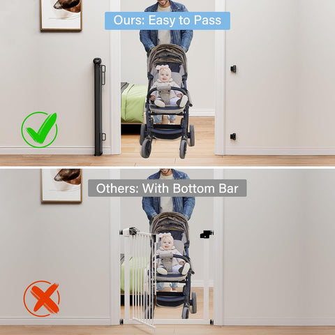 PRObebi Retractable Baby Gates for Stairs & Doorways, Dog Gate 0-54" W × 34" H, Black