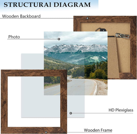 5x5 Picture Frame Deep Brown for Wall Hanging or Tabletop, Wood 5 x 5 Frame Photo Frame for Wall Horizontally or Vertically, Deep Brown, 3 Pack