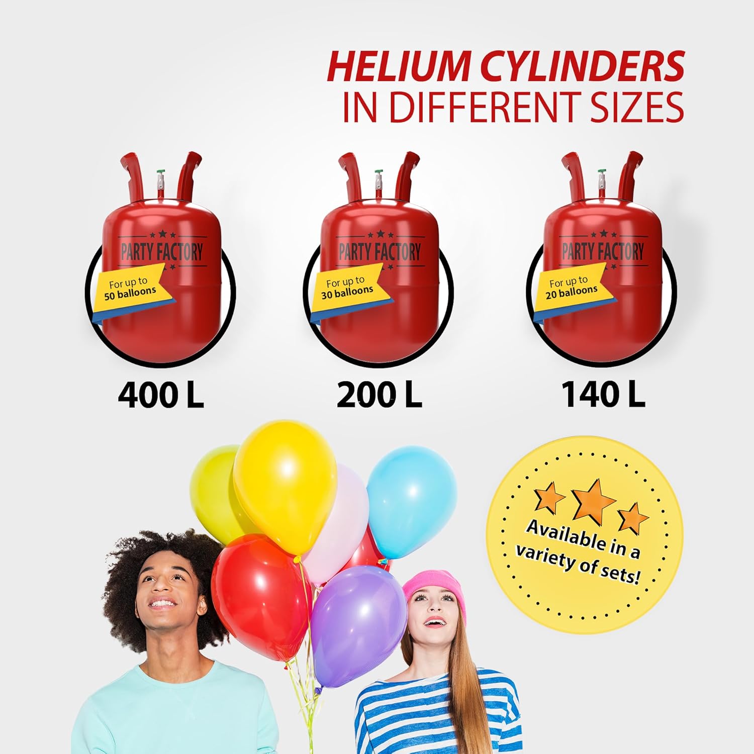 Party Factory Helium Tank for up to 50 Balloons 400L