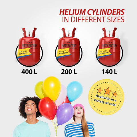 Party Factory Helium Tank for up to 50 Balloons 400L