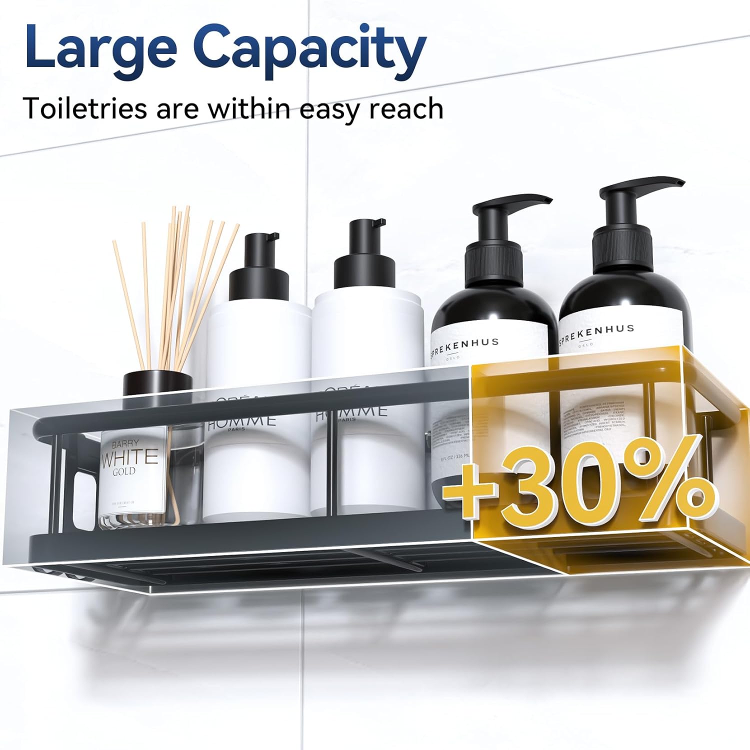 YASONIC Shower Caddy Adhesive, Rustproof Shower Organizer, Large Capacity Shower Shelves for Inside Shower, No Drilling Bathroom Organizers and Storage for Home Decor （2 Pack Black）