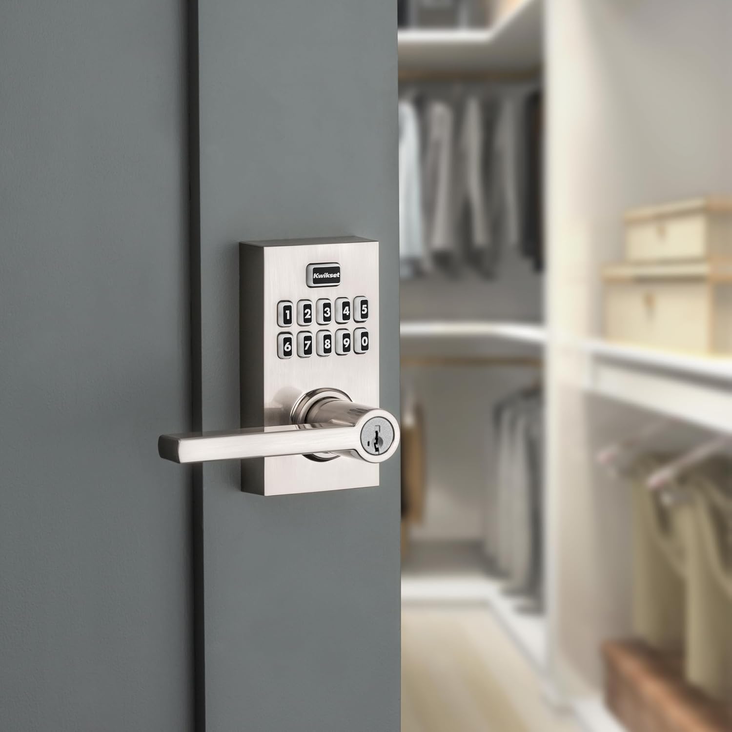 Kwikset 917HFL-15S Smartcode Keypad Electronic with Halifax Lever SmartKey with 6AL Latch and RCS Strike Satin Nickel Finish