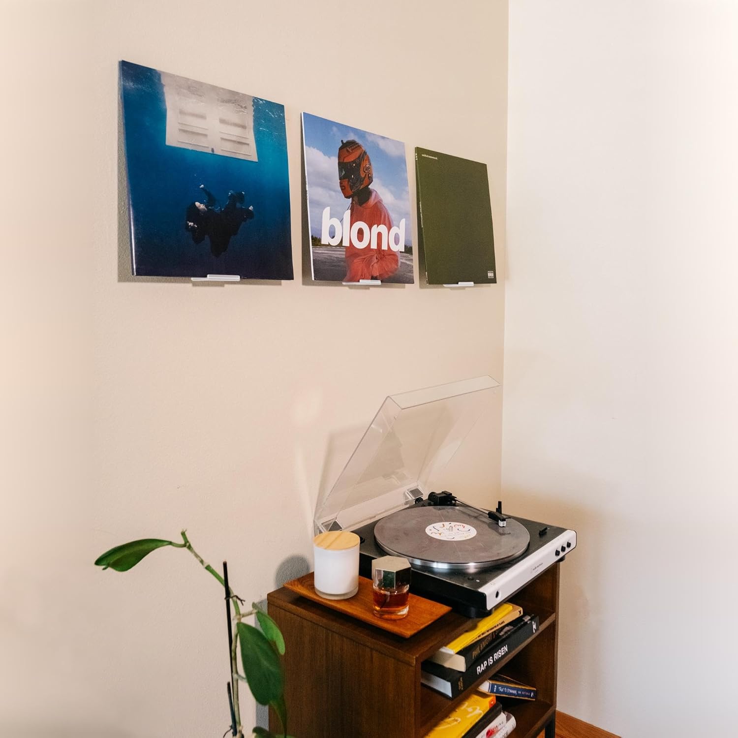 Modern JP Adhesive Vinyl Wall Mount (16-Pack) – Strong Hold Record Holder Wall, Record-Safe Easy Installation, Album Wall Mount for 1LP and 2LP – White