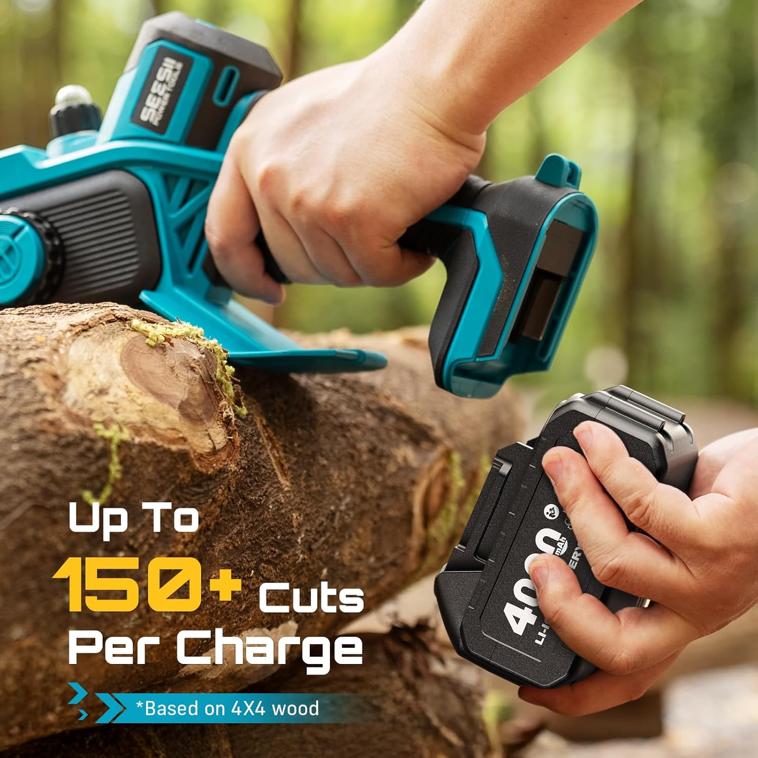 SEESII Flagship 8-Inch Cordless Mini Chainsaw, Upgraded Brushless Motor
