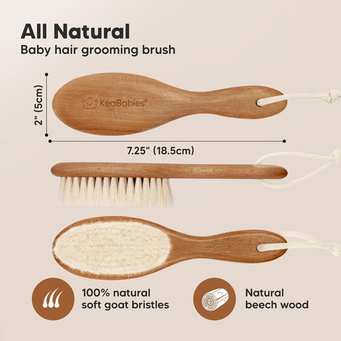 Wooden Baby Hair Brush for Toddler, Infant Cradle Cap(Dark Walnut, Regular)
