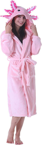 ATOZ Women Robe Adult Animal Bathrobe Flannel Hooded Home Pajamas