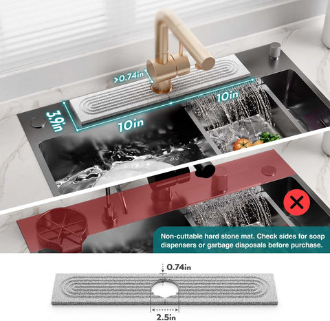 Stone Faucet Mat for Kitchen Sink, Diatomite Stone Drying Mat for Kitchen Counter, 2026 Upgraded Dishwasher-Safe & Ultra Absorbent, Food-Grade Stone Dish Drying Mat for Bottles & Utensils (20" x 3.9")