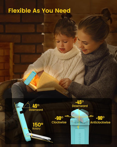 Glocusent USB Rechargeable Book Light, Portable Clip-on LED Reading Light