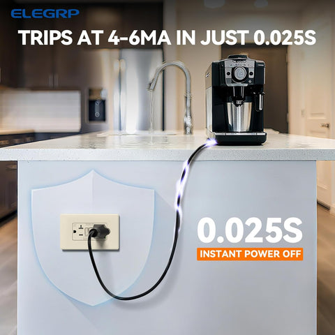ELEGRP GFCI Outlet 20 Amp, Self-Test GFI Electrical Outlet with Thinner Design, TR Tamper Resistant GFCI Receptacle, Ground Fault Circuit Interrupters with Wall Plate, UL Listed, Light Almond, 1 Pack