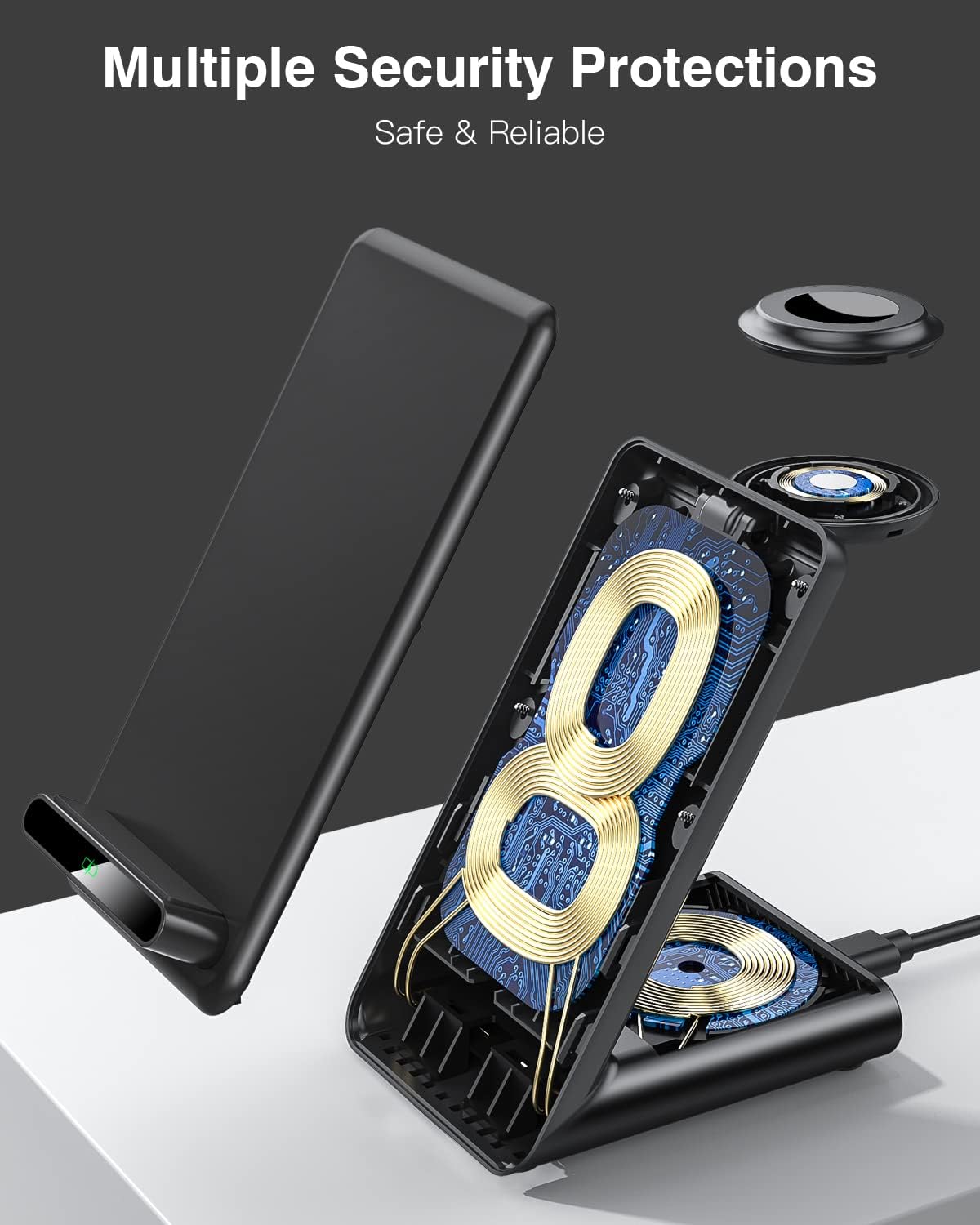 Wireless Charging Station,3 in 1 Charging Stand for Apple Multiple Devices