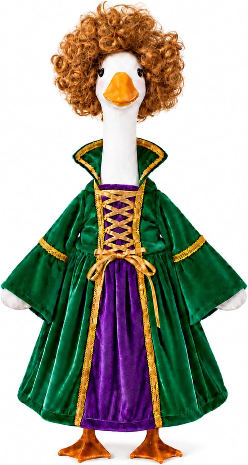 Porch Goose Halloween Outfit Witch Costume for 23-Inch Goose Statues