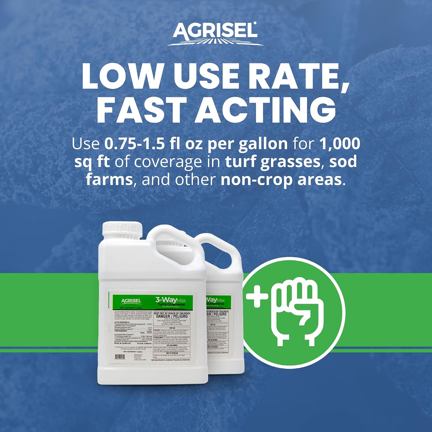 Agrisel 3 Way Max Weed Killer, Eliminate 50+ Weeds, Pet Safe, 128 Ounces