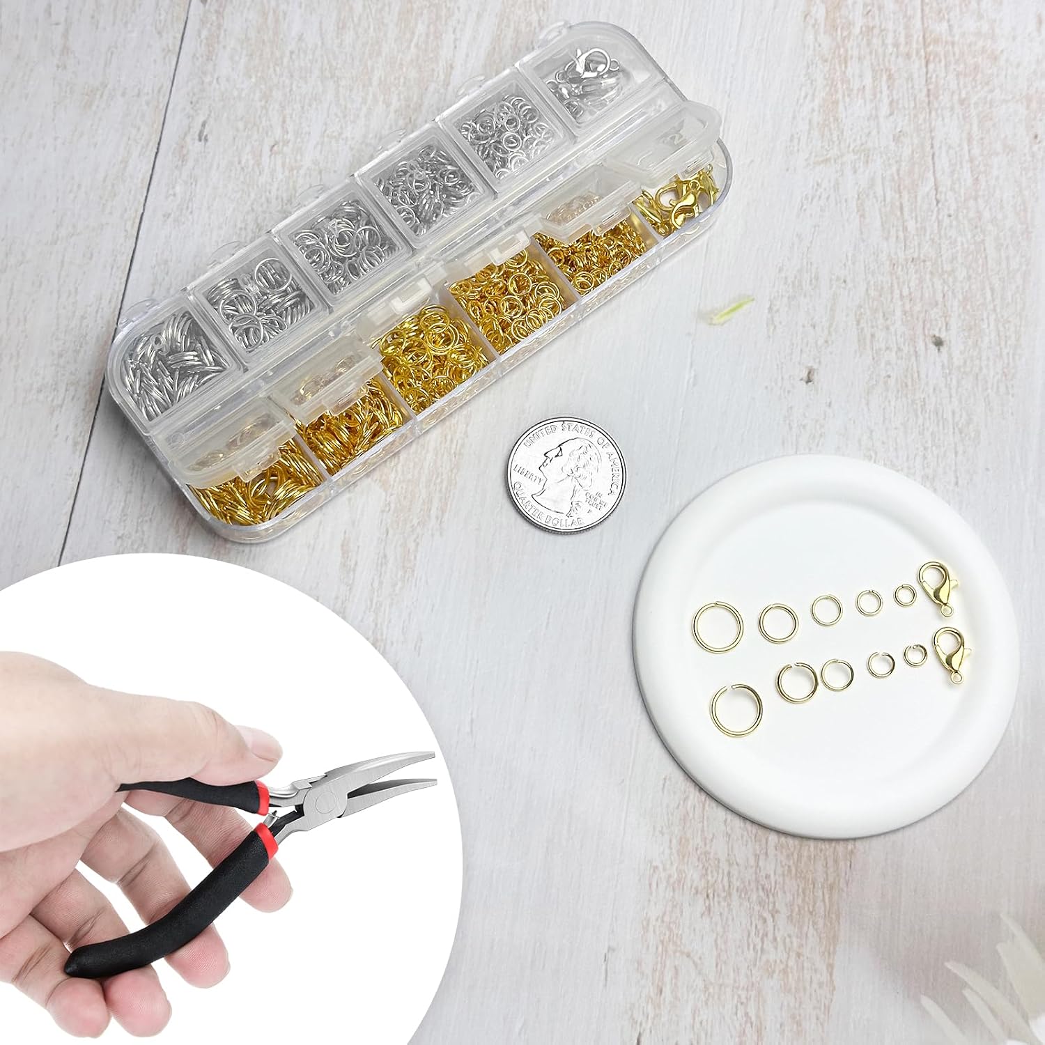1200Pcs Jump Rings for Jewelry Making Supplies, Jewelry Pliers Set