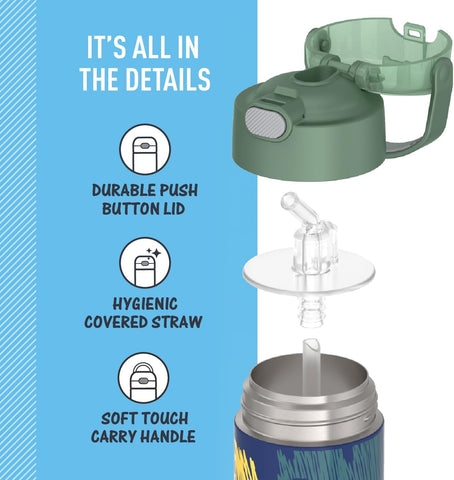 THERMOS FUNTAINER Water Bottle with Straw, 12oz, Dinosaurs