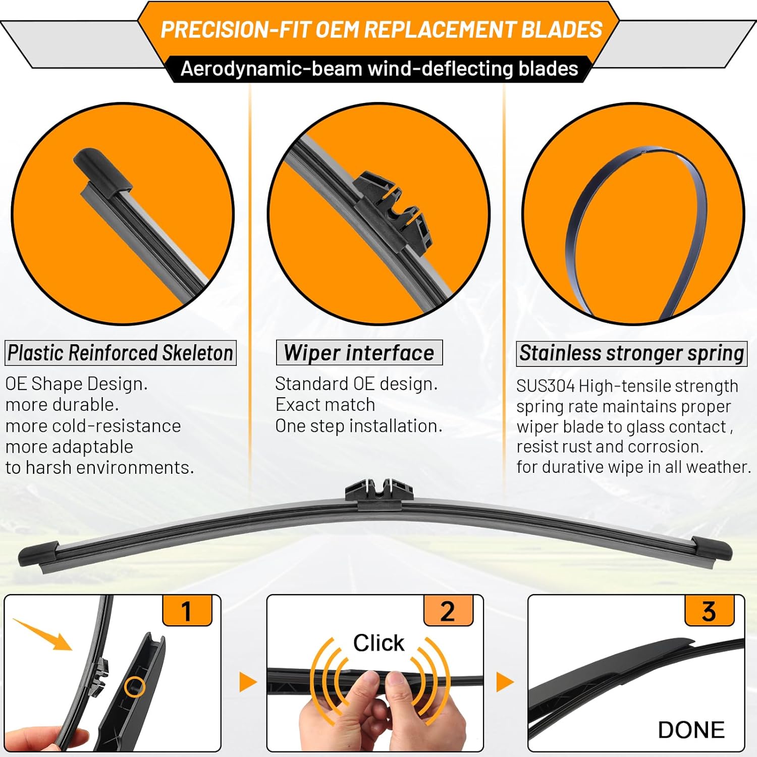 AUTOBOO Windshield Wiper Blade Replacement for Ford Bronco 2021-2025