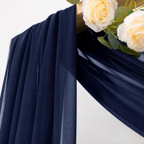 Sheer Gauze Wedding Arch Draping Fabric 29" x 20 FT 2 Panels Navy Blue