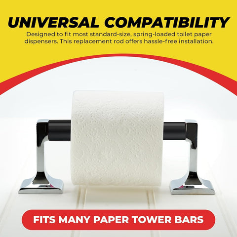 Qualihome Universal Plastic Spring Loaded Toilet Paper Roll Holder Replacement Rod (1, Black.)