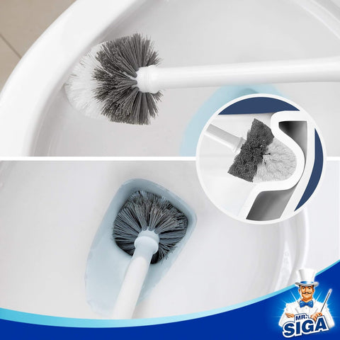 MR.SIGA Toilet Bowl Brush and Holder, Sturdy Long Handle, White, 1 Pack