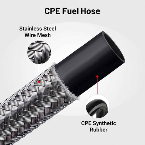 EVIL ENERGY 10AN Fuel Line Kit 20FT, 10AN Hose Stainless Steel Braided Fuel Line Hose Fitting Kit CPE, Silver