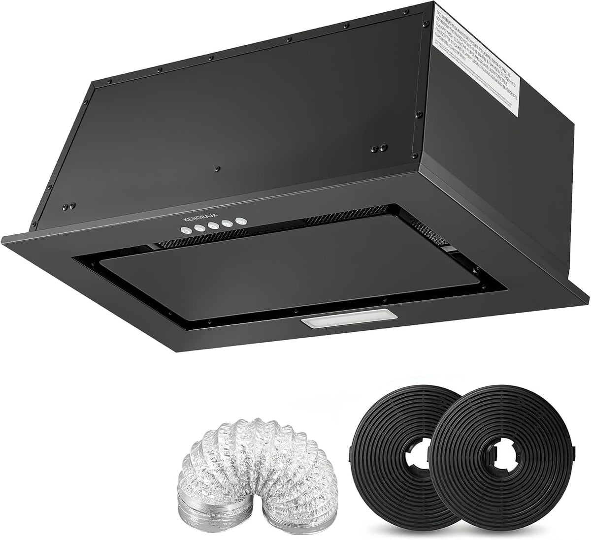 400CFM Range Hood Insert 23.6 inch black |Build-In/Insert Stainless Steel Kitchen Vent Hood |3-Speed Controls with LED Lights| Bottom Control |Ducted/ductless Convertible| Quiet